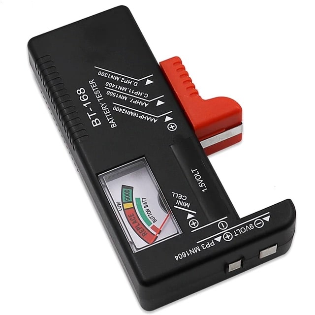 Voltage tester, tester, BT 168 power supply, 1.5 AA/AAA/C/D/9V/BT-168 V batteries, color-coded meter - VoltageTester™