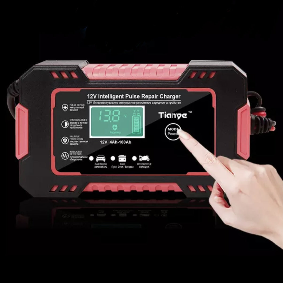 Automotive, motorcycle, boat battery charger with LCD display - BoostBattery™