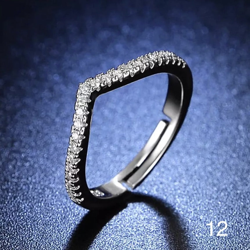 Bague ronde en zircone avec diamant et ouverture ajustable - WomanRing™