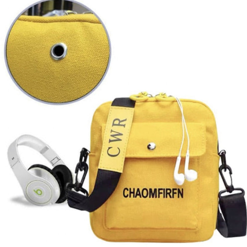Small Korean-style square canvas handbag for women with printed letters, shoulder bag - YeloBag™