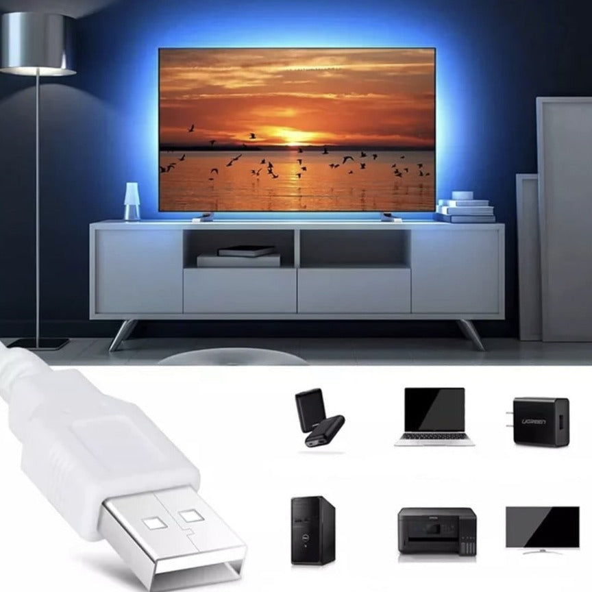 RGB 5050 LED strip light with USB power supply compatible with 24" to 60" TVs, mirrors, PCs - ColorBandRGB™