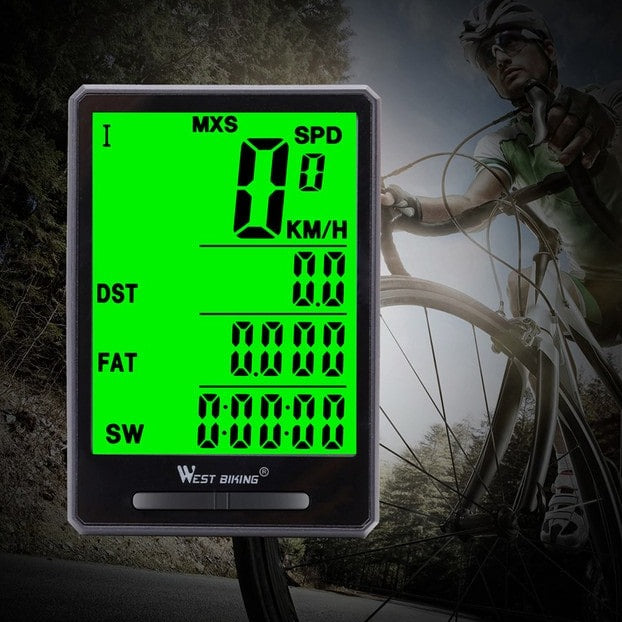 Waterproof wireless bike computer, digital speedometer with backlight, stopwatch - BikeMaster™