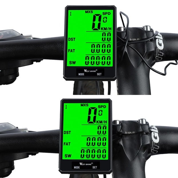 Waterproof wireless bike computer, digital speedometer with backlight, stopwatch - BikeMaster™