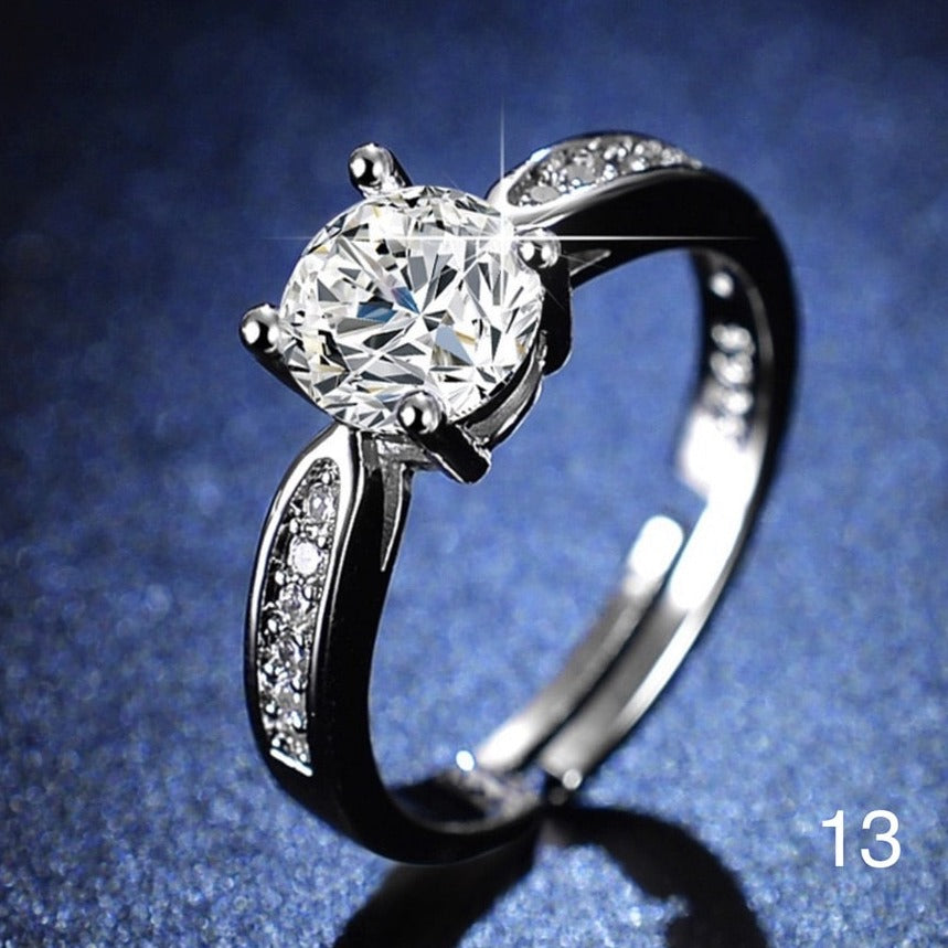 Bague ronde en zircone avec diamant et ouverture ajustable - WomanRing™