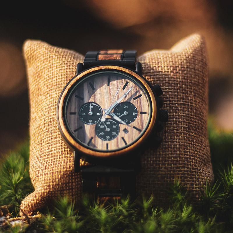 Montre mécanisme en bois noble - Robuste Aucaria - Le Grenier Parisien
