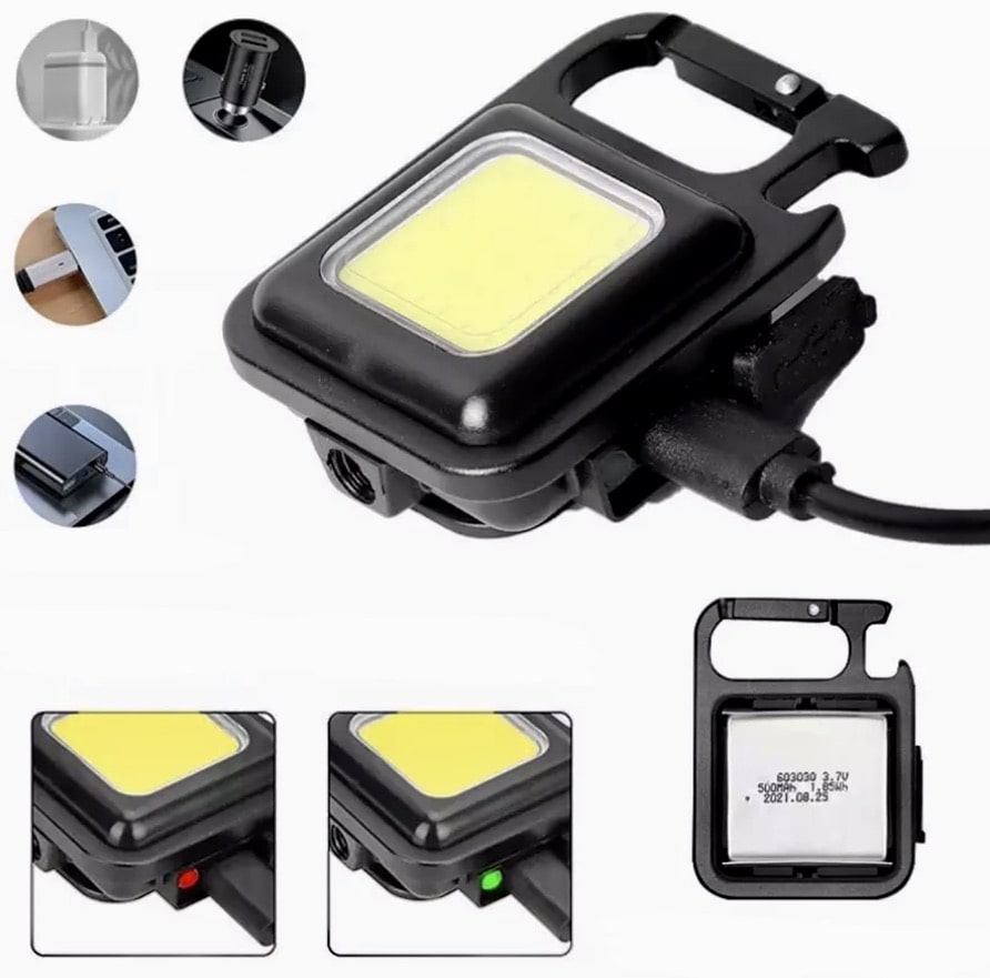 Mini porte-clés LED multifonction Portable USB Rechargeable lampe de poche avec tire-bouchon pour plein air Camping pêche escalade - CorkscrewLamp™