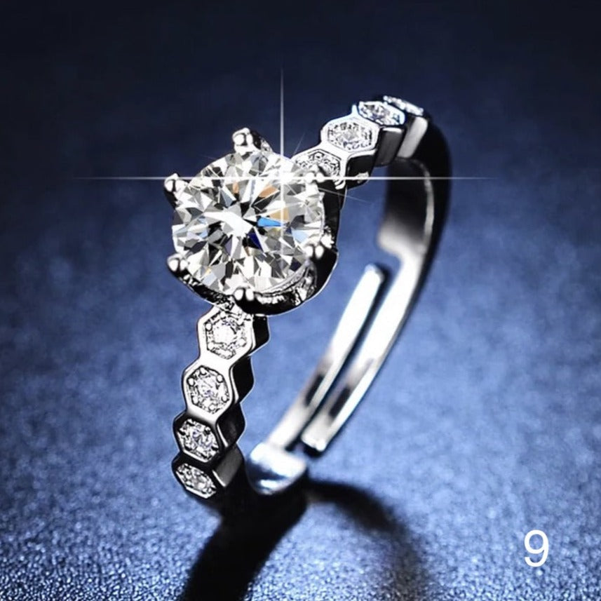 Bague ronde en zircone avec diamant et ouverture ajustable - WomanRing™