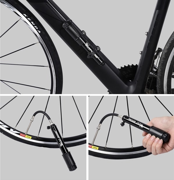 Aluminum alloy mini bicycle pump, manual air pump for bicycles, tire inflator - CycloneAir™