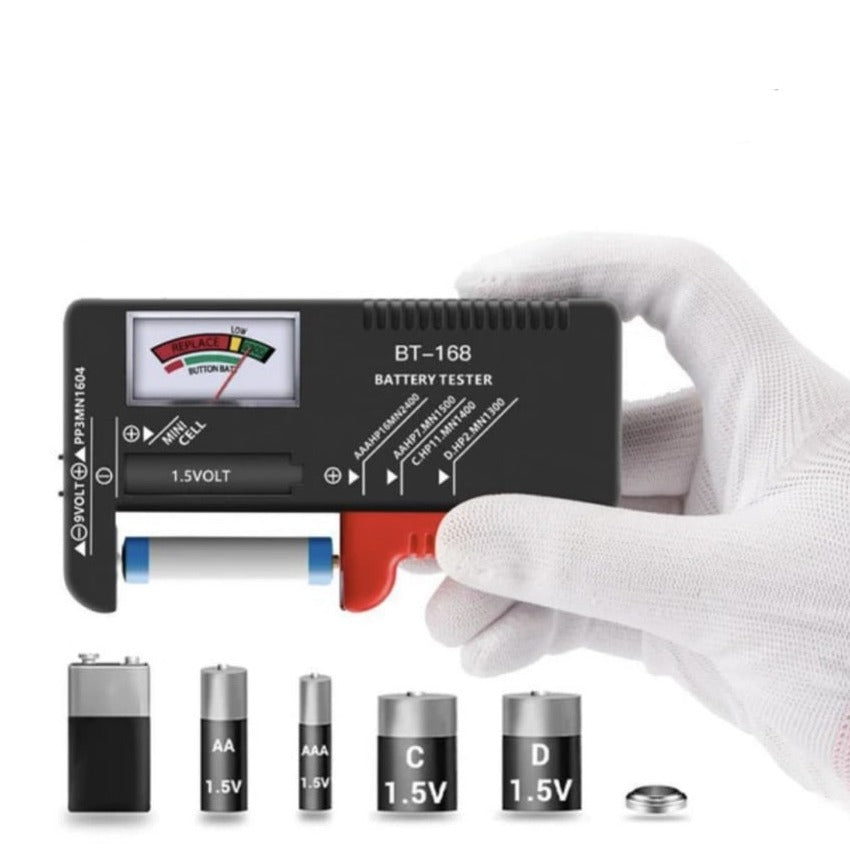 Voltage tester, tester, BT 168 power supply, 1.5 AA/AAA/C/D/9V/BT-168 V batteries, color-coded meter - VoltageTester™