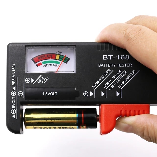 Voltage tester, tester, BT 168 power supply, 1.5 AA/AAA/C/D/9V/BT-168 V batteries, color-coded meter - VoltageTester™