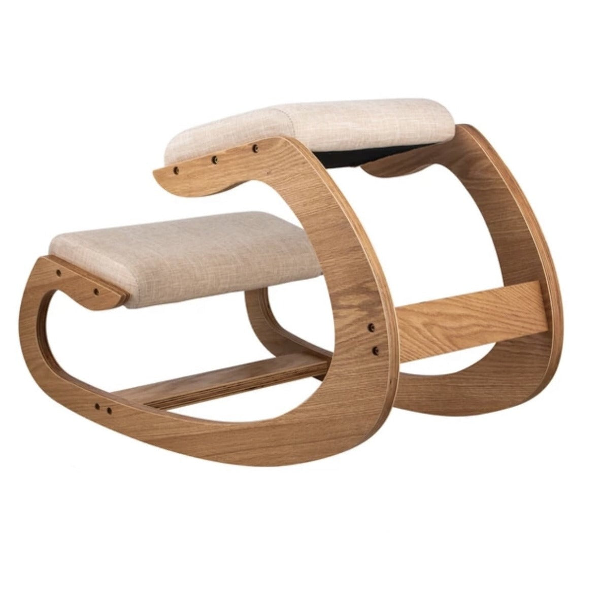 Adjustable ergonomic stool with comfortable cushions for office, home. Relieving and anti-stress, ergonomic kneeling chair in white oak - KneelingStool™