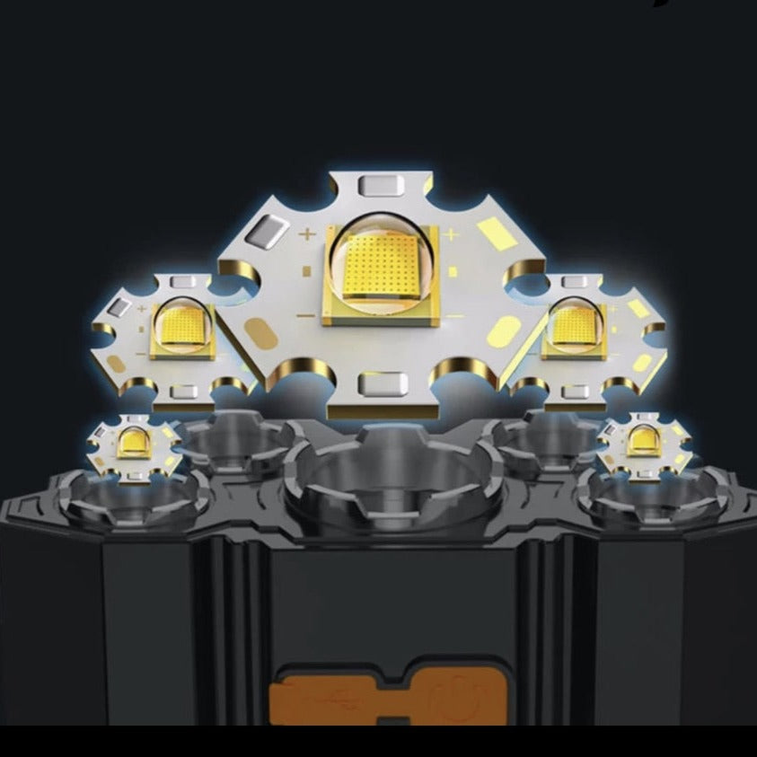Portable 5-LED headlamp, USB rechargeable, built-in battery - HeadLamp™