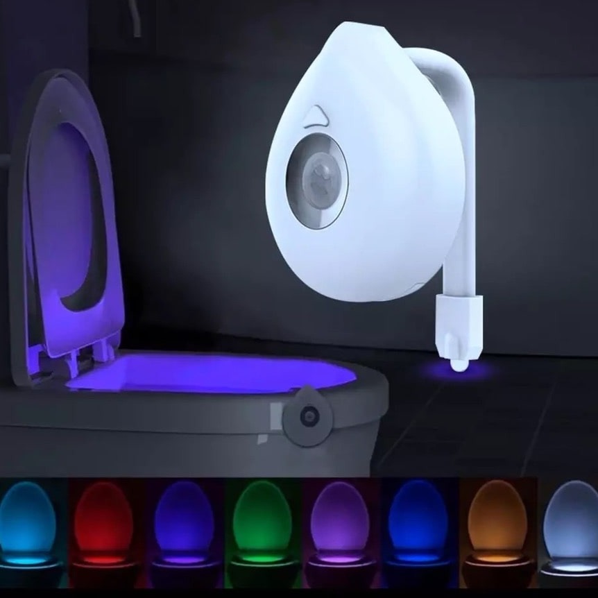 Waterproof LED lamp with PIR motion sensor, backlighting for toilet bowl, 8 colors - ToiletLight™