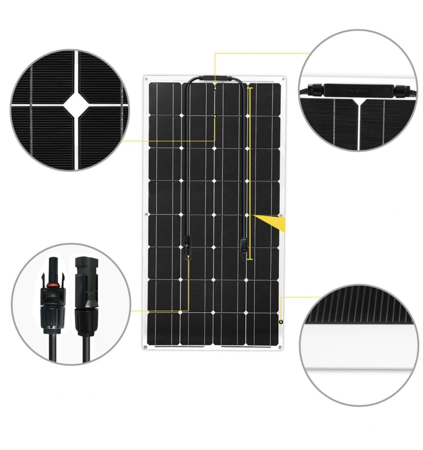 Flexible 16V solar panel for interiors, boats and motorhomes - FlexSolarPanel™