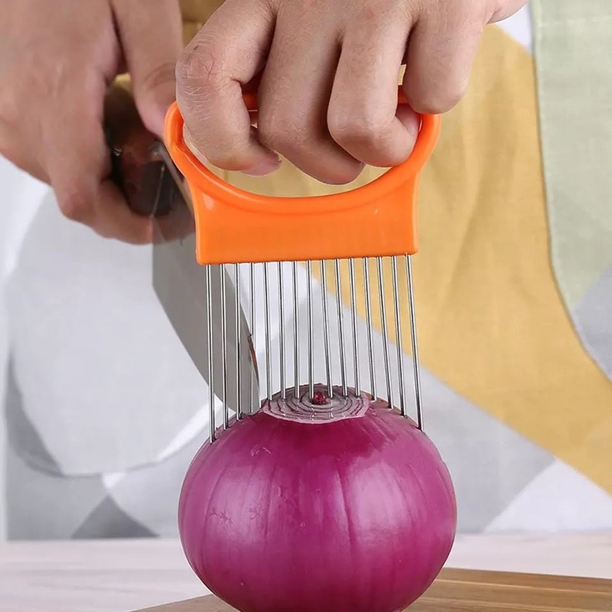 Coupe oignons, support de coupe à aiguille en acier inoxydable - OnionCut™
