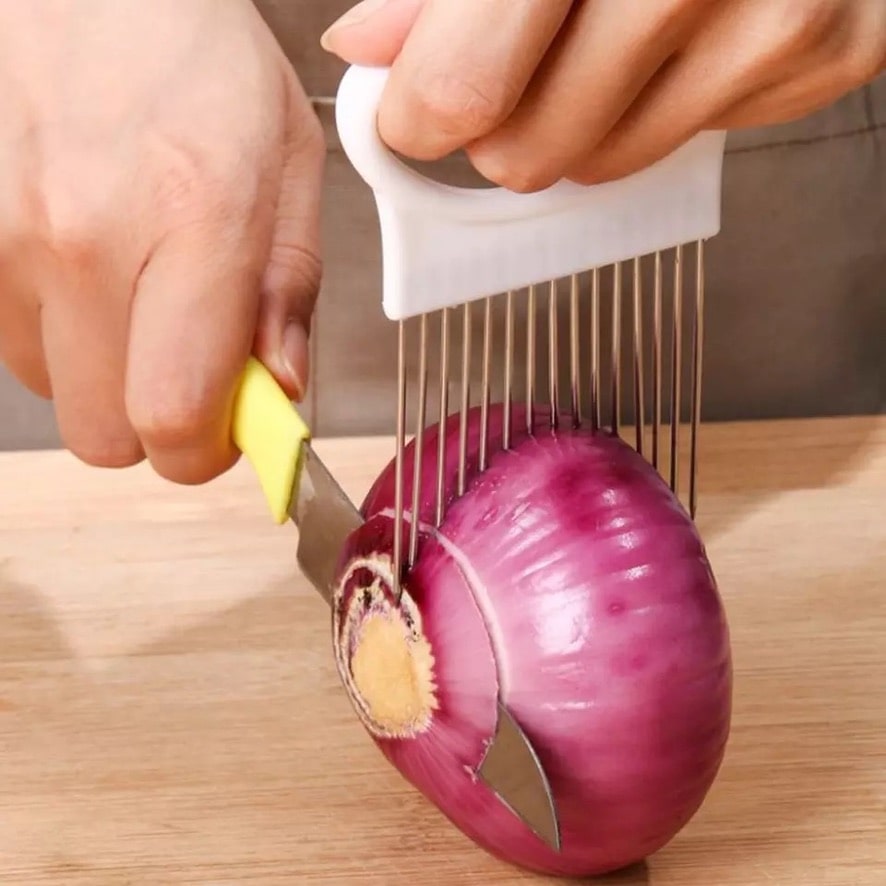 Coupe oignons, support de coupe à aiguille en acier inoxydable - OnionCut™