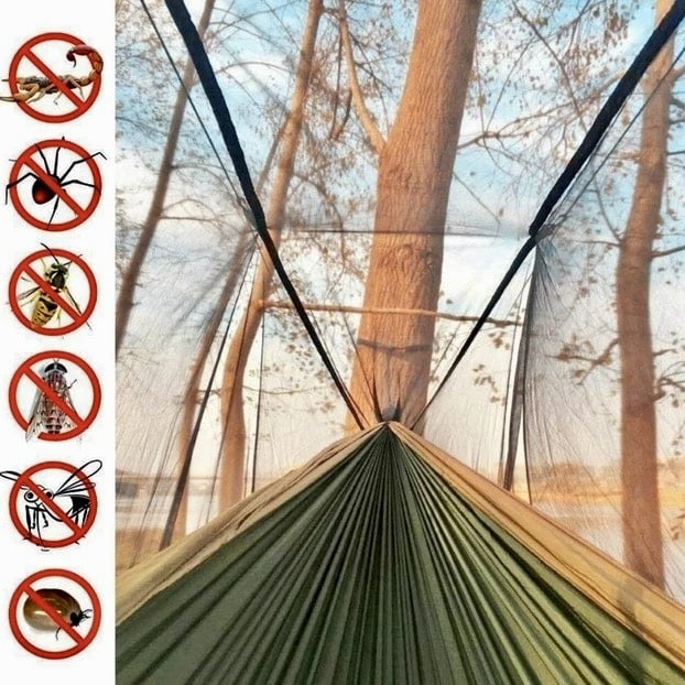 Lightweight and portable camping hammock and tent, rain awning, waterproof mosquito net - HamacNylon210