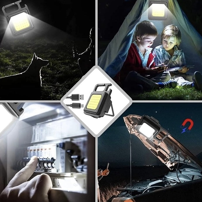 Mini porte-clés LED multifonction Portable USB Rechargeable lampe de poche avec tire-bouchon pour plein air Camping pêche escalade - CorkscrewLamp™