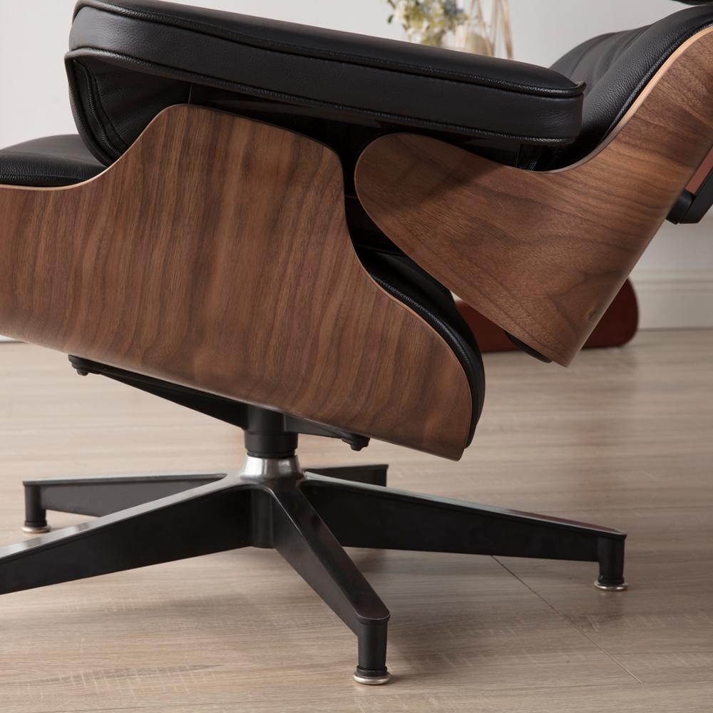 Fauteuil Long Ottoman Pivotant en Bois & Cuir - Woogle™