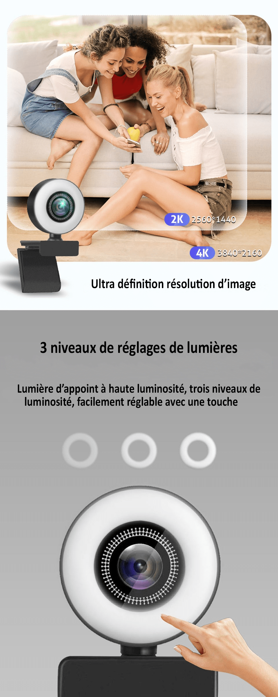 Webcam 4K avec Éclairage - LightCam™