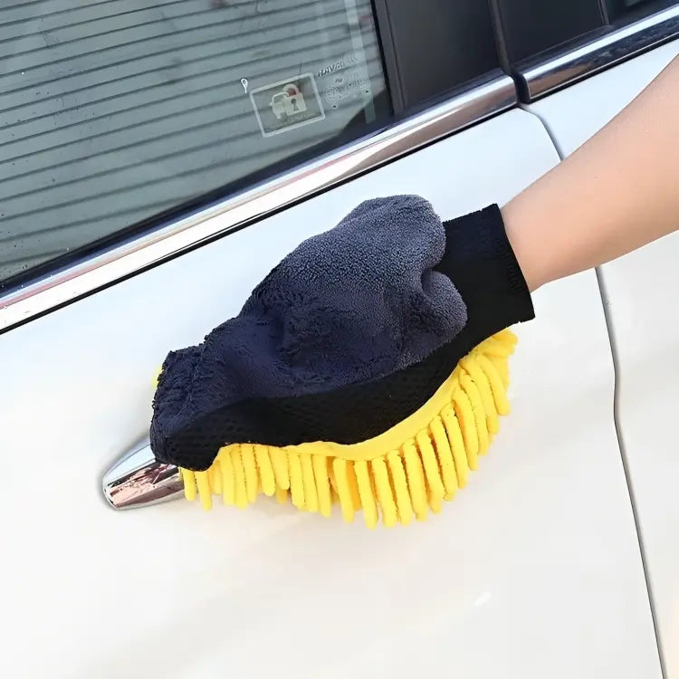 Gants chenille en microfibre pour lavage de voiture - Prise en main élastique