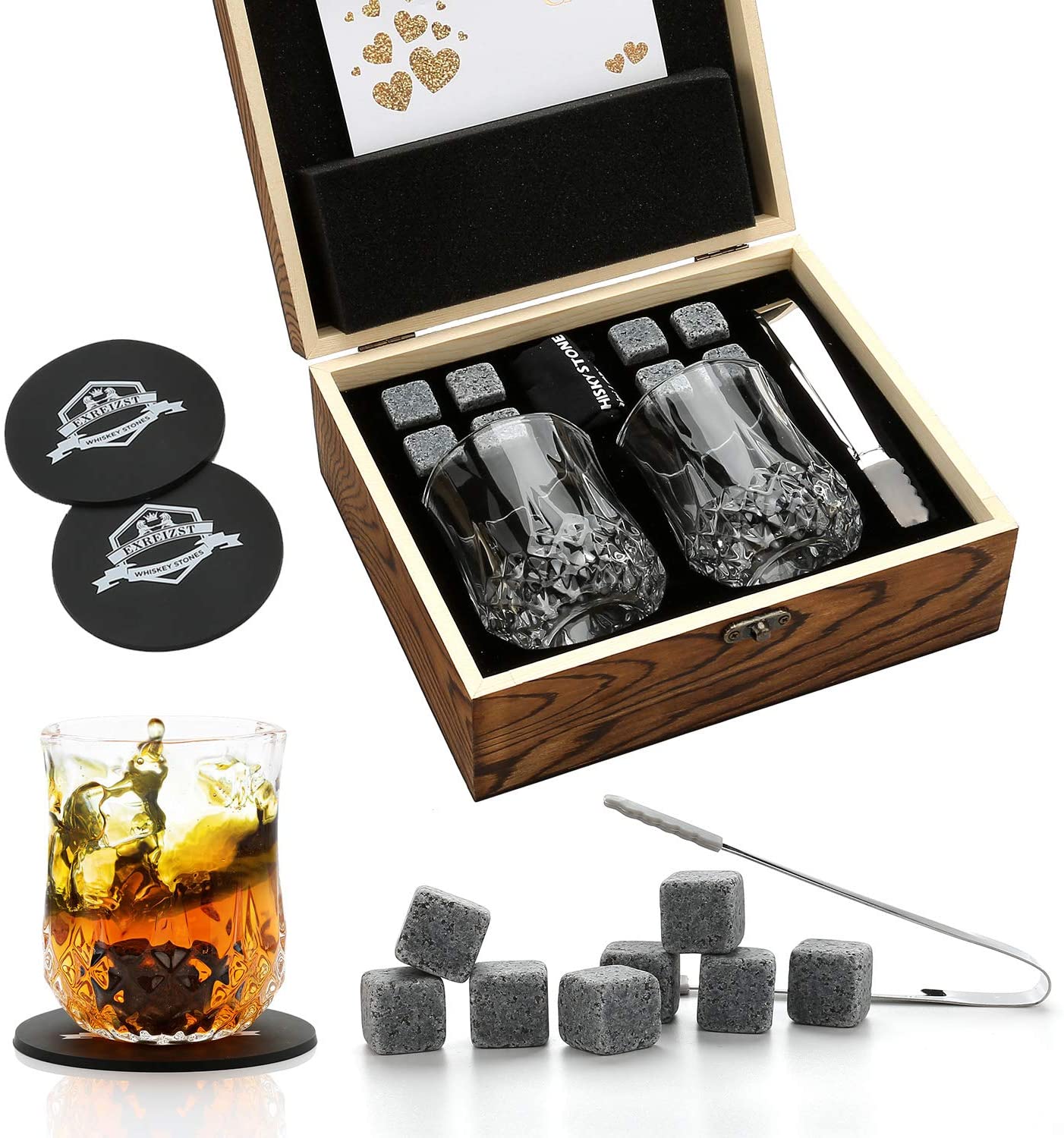 Coffret cadeau de pierres et verres à whisky - AMBROISIE