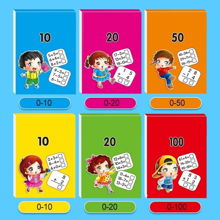 6 Cahiers d'Éducation d'Exercices d'Addition et de Soustraction Enfants - Kidimaths™
