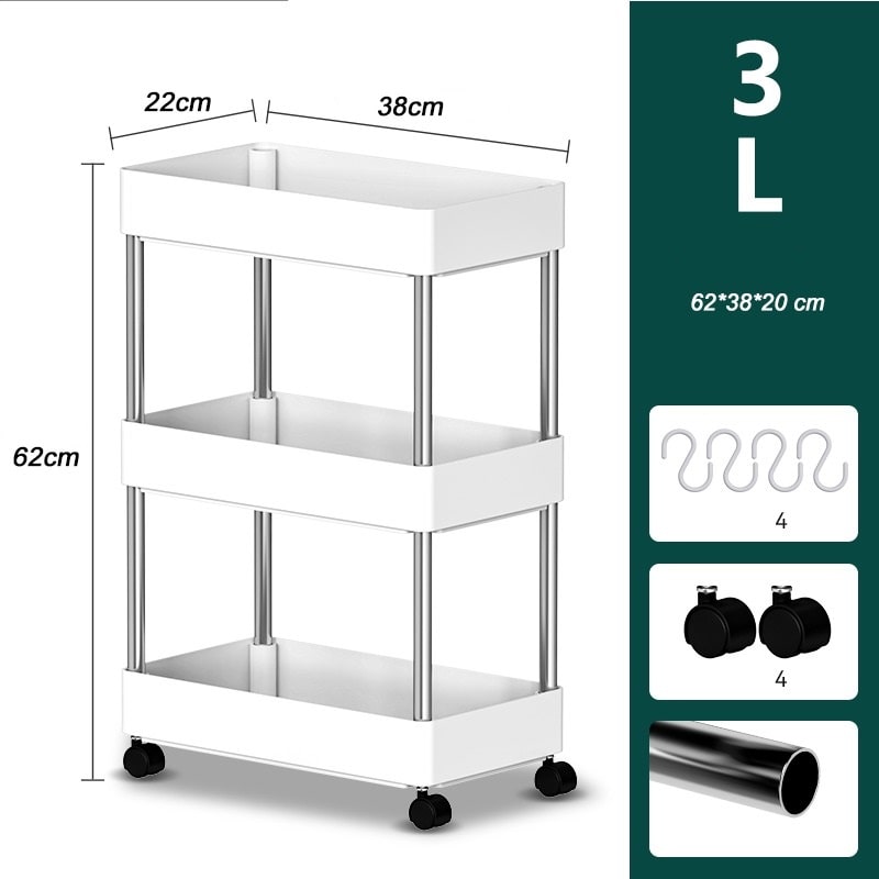 Étagère de rangement mobile pour cuisine et salle de bain - LAYKA™
