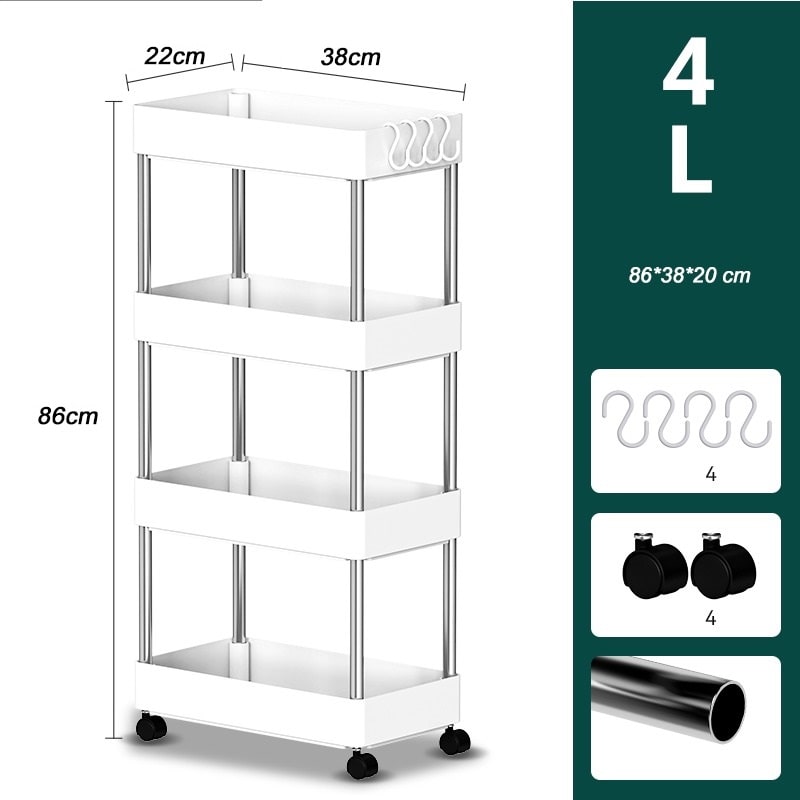 Étagère de rangement mobile pour cuisine et salle de bain - LAYKA™