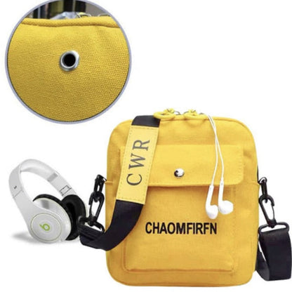 Small Korean-style square canvas handbag for women with printed letters, shoulder bag - YeloBag™