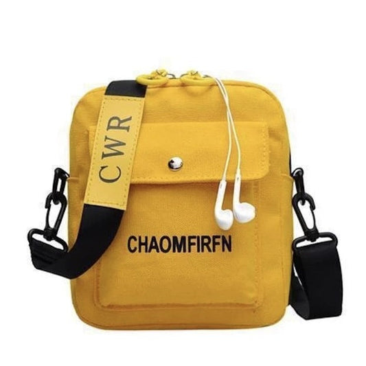 Small Korean-style square canvas handbag for women with printed letters, shoulder bag - YeloBag™