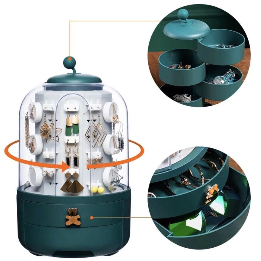 Boîte de rangement à bijoux rotative 360° - OrganisateurVitrine™
