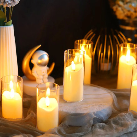 Lampe LED électrique sans flamme, verre acrylique, batterie scintillante, fausse bougie chauffe-plat, bougie en vrac pour mariage et Noël, 6 pièces - SafeFlame™