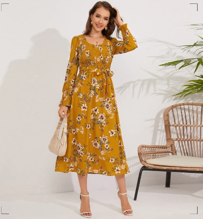 Robe légère à fleurs en polyester - Flowerdress™