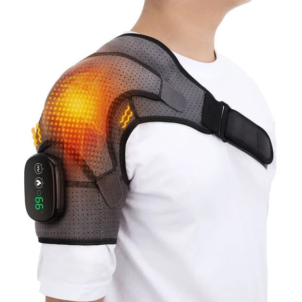 Coussin chauffant électrique pour Massage des épaules, ceinture de soutien à vibrations, soulagement de la douleur et de l'arthrite, attelle de physiothérapie thermique pour les épaules - Comfort™