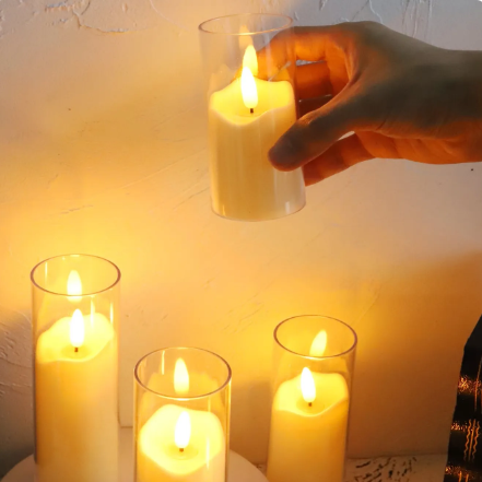 Lampe LED électrique sans flamme, verre acrylique, batterie scintillante, fausse bougie chauffe-plat, bougie en vrac pour mariage et Noël, 6 pièces - SafeFlame™