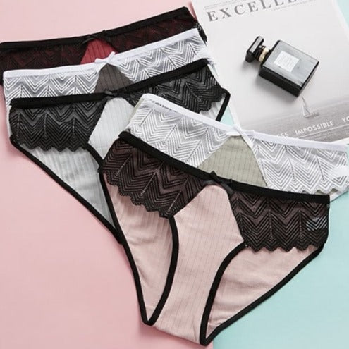 Sous-vêtements en dentelle pour filles, culotte taille basse en pur coton, respirante, sans couture - CottonPanties™