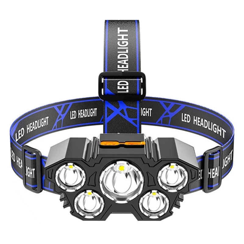Portable 5-LED headlamp, USB rechargeable, built-in battery - HeadLamp™