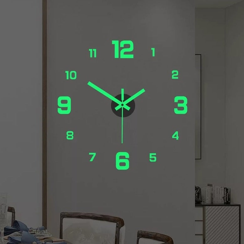 Horloge numérique lumineuse et silencieuse, autocollant mural - AdhesiveClock™