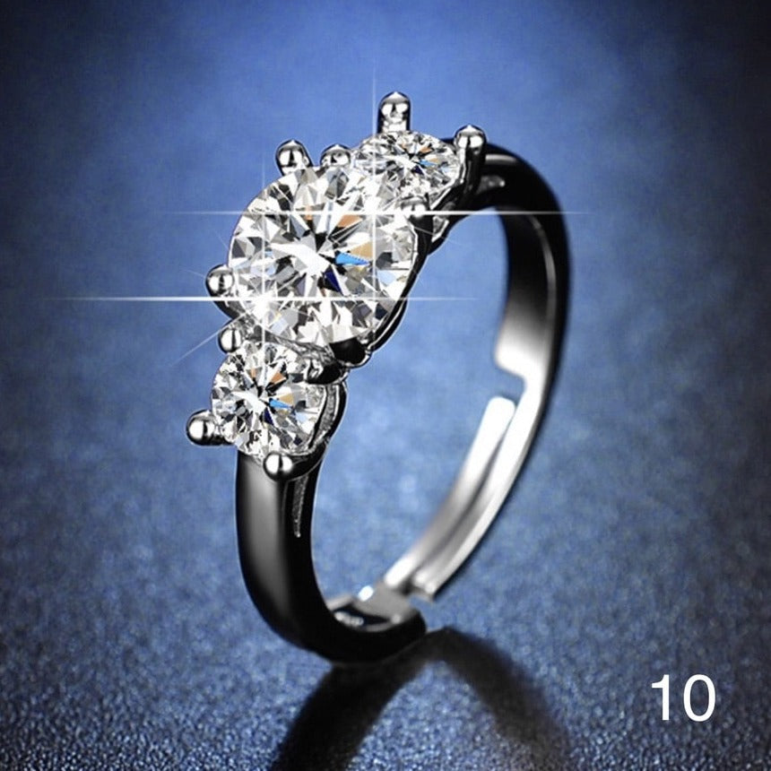 Bague ronde en zircone avec diamant et ouverture ajustable - WomanRing™