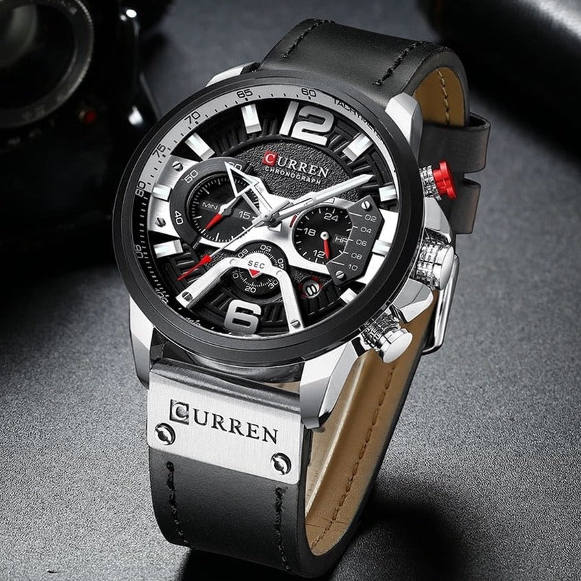 Montre-bracelet en Cuir pour Homme - LuxuryWatch™