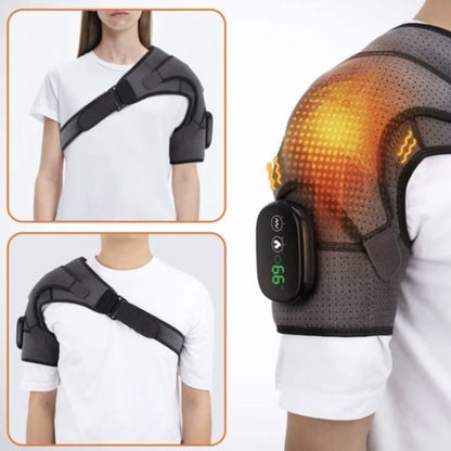 Coussin chauffant électrique pour Massage des épaules, ceinture de soutien à vibrations, soulagement de la douleur et de l'arthrite, attelle de physiothérapie thermique pour les épaules - Comfort™