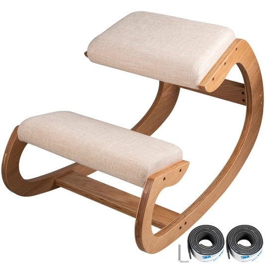 Adjustable ergonomic stool with comfortable cushions for office, home. Relieving and anti-stress, ergonomic kneeling chair in white oak - KneelingStool™