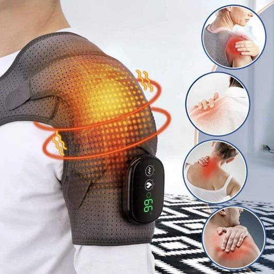Coussin chauffant électrique pour Massage des épaules, ceinture de soutien à vibrations, soulagement de la douleur et de l'arthrite, attelle de physiothérapie thermique pour les épaules - Comfort™