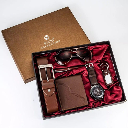 Ensemble 6 en 1 pour hommes, montre, lunettes, stylo, porte-clés, ceinture, sac à main, cadeau d'entreprise de luxe, bienvenue, vacances, anniversaire - EliteSet™