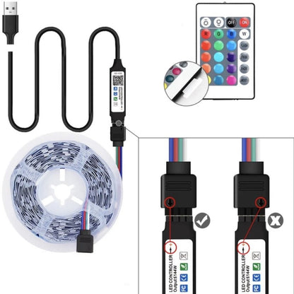 RGB 5050 LED strip light with USB power supply compatible with 24" to 60" TVs, mirrors, PCs - ColorBandRGB™