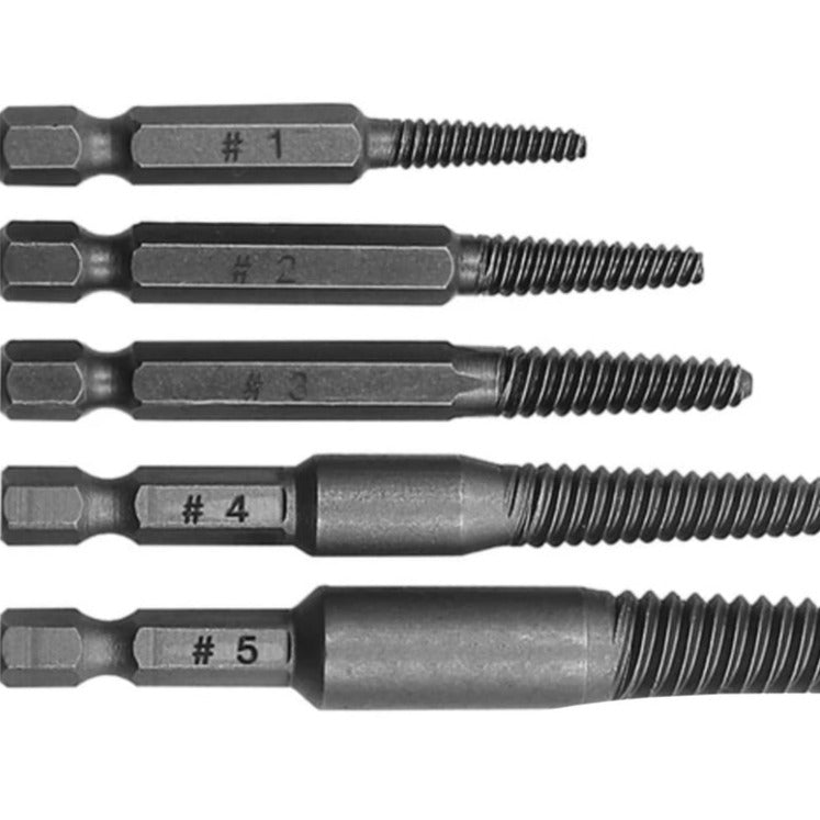 Set of guides for extracting broken bolts, screw extractor, drill bits, hexagonal shank - BoltExtractor™