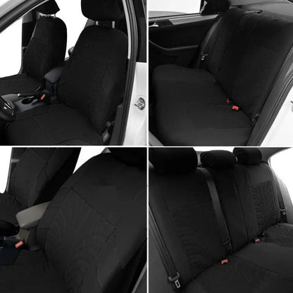 Set of embroidered car seat covers, universal seat cover for most cars, with tire track motifs - GripCover™