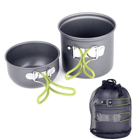 Camping, picnic and barbecue pots. Portable and foldable, outdoor pot set for 1 person - CampCook™