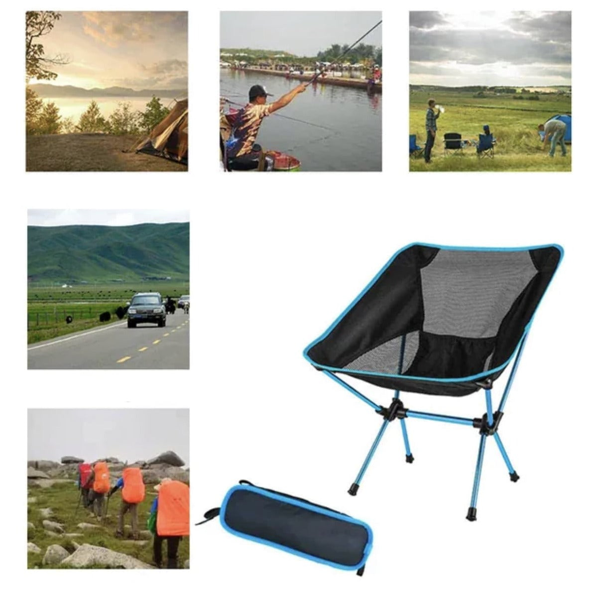 Ultra lightweight folding and portable chair for camping, beach, fishing, travel, hiking, picnic - UltraLightChair™